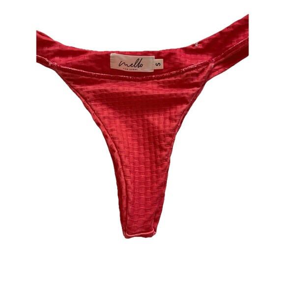 Mello The Label Red Two Piece Balconette Bralette Top Cheeky Bikini Bottoms SZ S - Picture 16 of 16